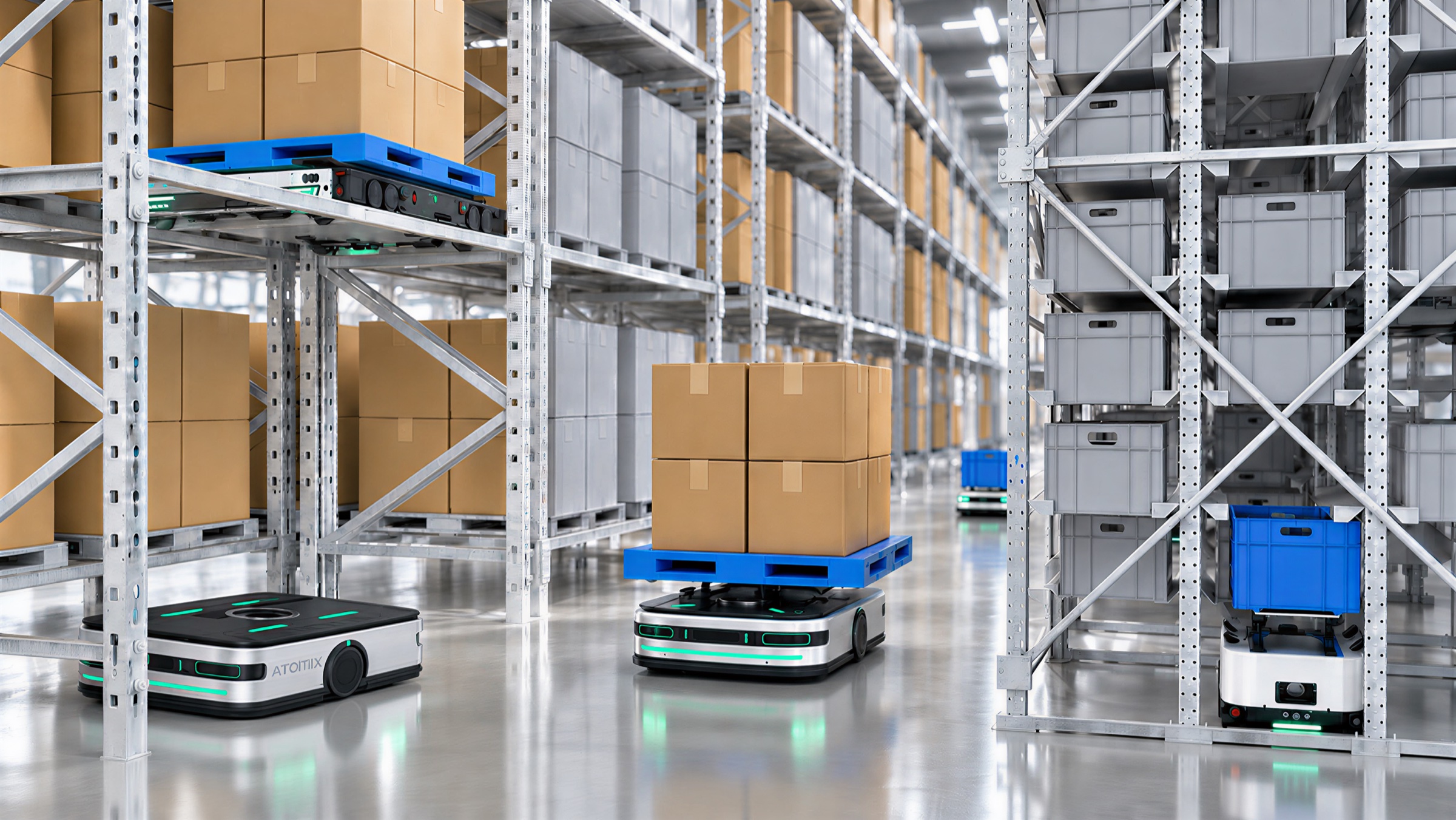 Pallet shuttles moving pallets in high-density racking